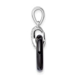 Sterling Silver Awareness Pendant with Black Onyx Loop and Cubic Zirconia Ribbon