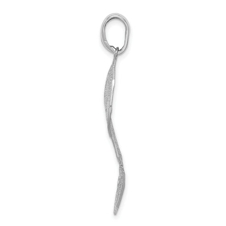 Sterling Silver Feather Pendant with Textured Leaf Design and Polished Accents for Women