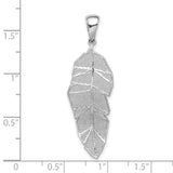 Sterling Silver Feather Pendant with Textured Leaf Design and Polished Accents for Women