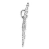 Sterling Silver Butterfly Pendant with Openwork Design and Polished Dot Accents