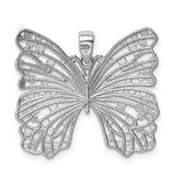Sterling Silver Butterfly Pendant with Openwork Design and Polished Dot Accents
