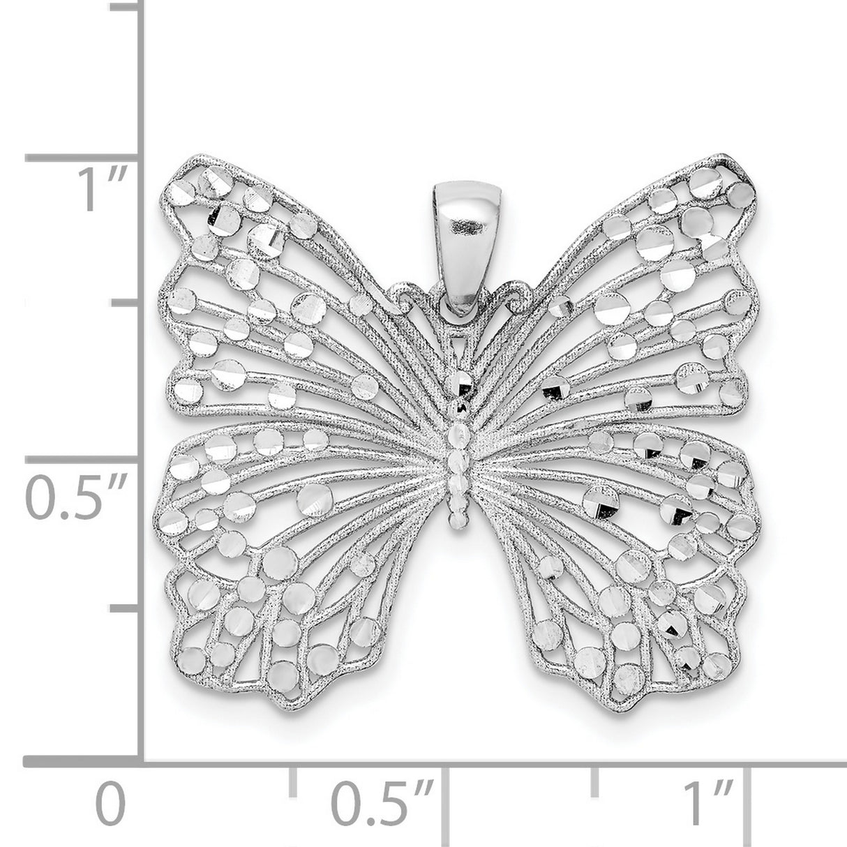 Sterling Silver Butterfly Pendant with Openwork Design and Polished Dot Accents