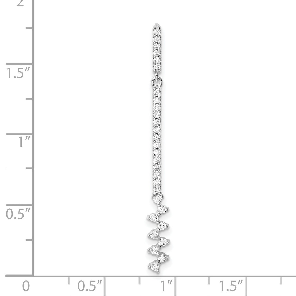 Sterling Silver Drop Earrings with Cubic Zirconia, Long Linear Dangle Style for Women