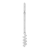 Sterling Silver Drop Earrings with Cubic Zirconia, Long Linear Dangle Style for Women