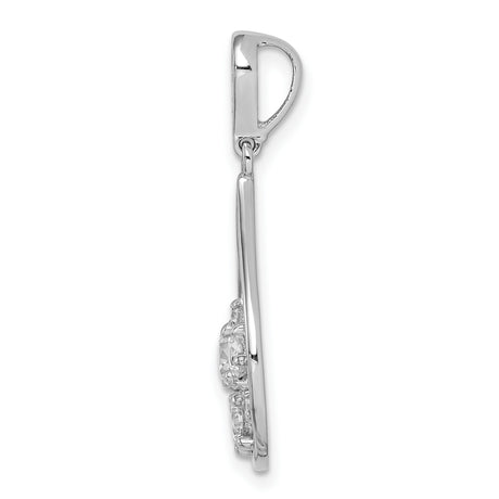 Sterling Silver Teardrop Pendant with Cubic Zirconia, Openwork Drop Charm for Women