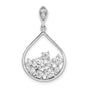 Sterling Silver Teardrop Pendant with Cubic Zirconia, Openwork Drop Charm for Women