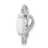 CZ and Lab Created Opal Chain SIide Charm Pendant in Real 925 Sterling Silver