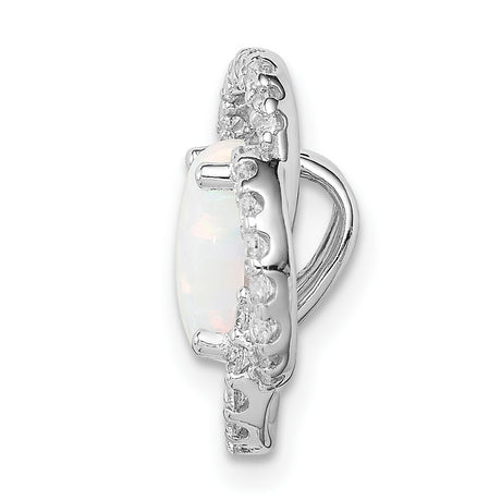 CZ and Lab Created Opal Chain SIide Charm Pendant in Real 925 Sterling Silver