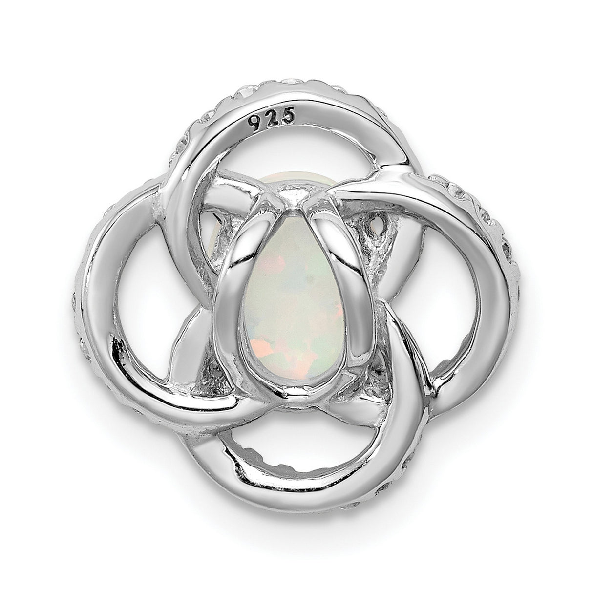 CZ and Lab Created Opal Chain SIide Charm Pendant in Real 925 Sterling Silver