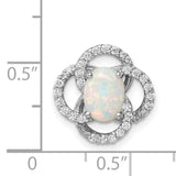 CZ and Lab Created Opal Chain SIide Charm Pendant in Real 925 Sterling Silver