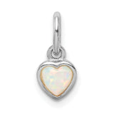 Sterling Silver Heart Pendant with Lab Created Opal Inlay, Polished Finish