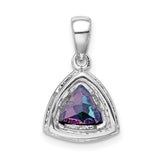 Sterling Silver Pendant with Trillion Cut Mystic Topaz and White Topaz Halo