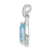 Sterling Silver Teardrop Pendant with Sky Blue Topaz and Beaded Bail for Women
