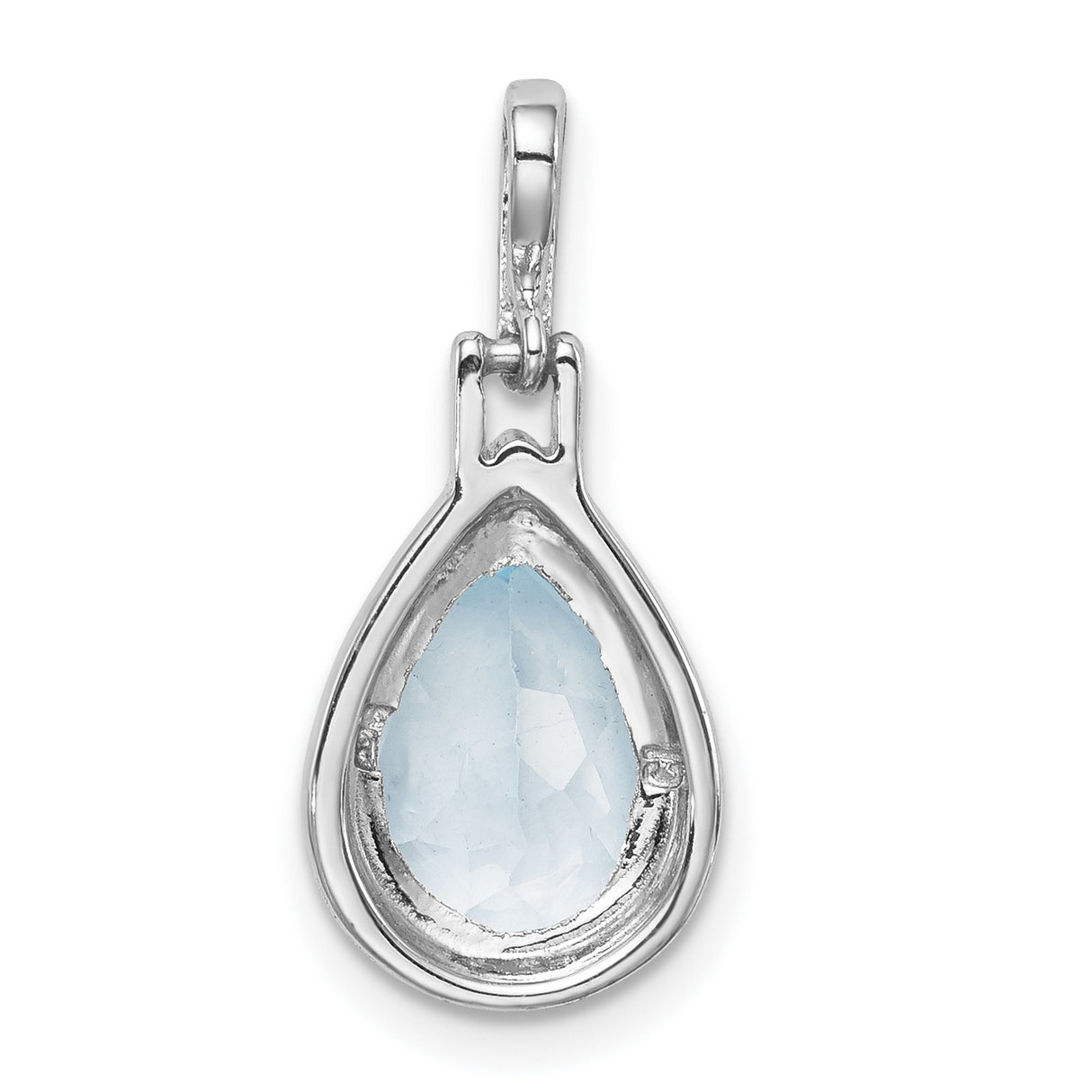 Sterling Silver Teardrop Pendant with Sky Blue Topaz and Beaded Bail for Women