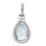 Sterling Silver Teardrop Pendant with Sky Blue Topaz and Beaded Bail for Women