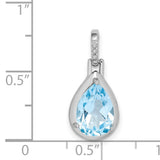 Sterling Silver Teardrop Pendant with Sky Blue Topaz and Beaded Bail for Women