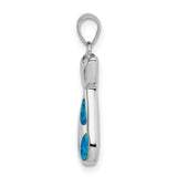 Cat with Created Opal Accents Charm Pendant in Real 925 Sterling Silver