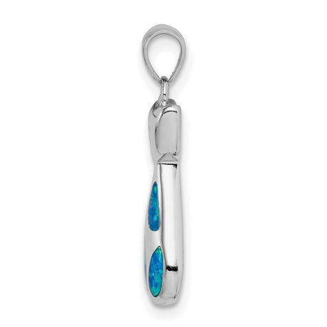 Cat with Created Opal Accents Charm Pendant in Real 925 Sterling Silver