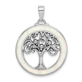 Sterling Silver Tree of Life Pendant with Lab Created Opal Inlay, Nature Inspired Design for Women