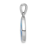 Sterling Silver Teardrop Pendant with Lab Created Opal, Wavy Ocean-Inspired Design