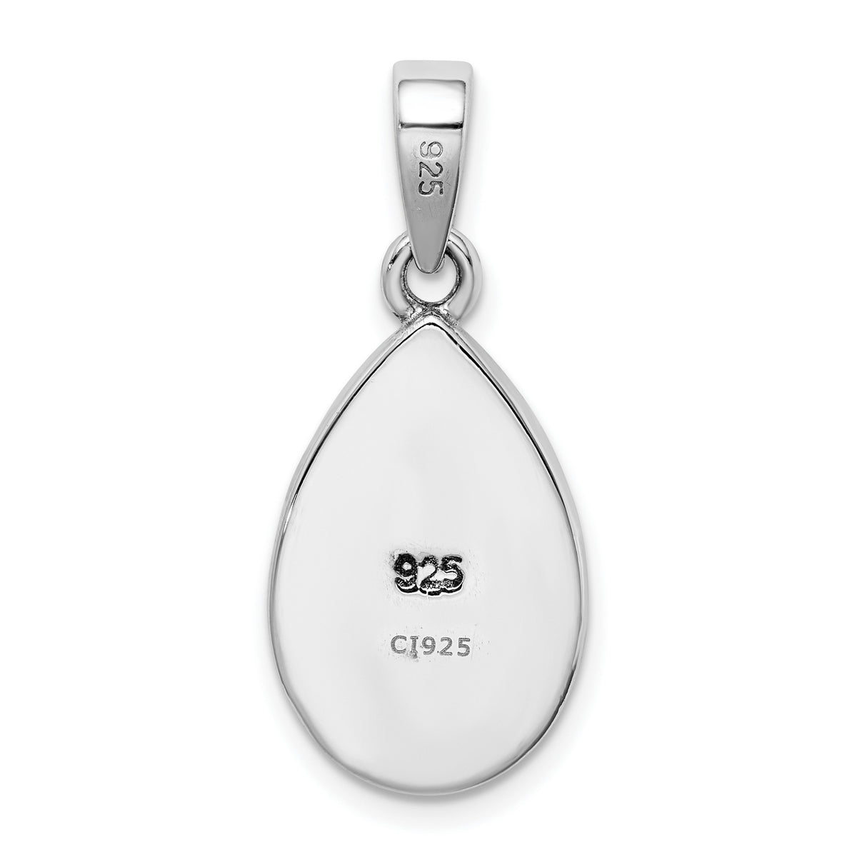 Sterling Silver Teardrop Pendant with Lab Created Opal, Wavy Ocean-Inspired Design