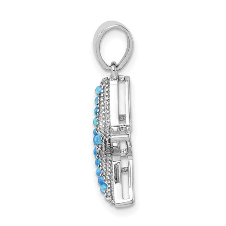 Created Opal Textured Star Fish Charm Pendant in Real 925 Sterling Silver