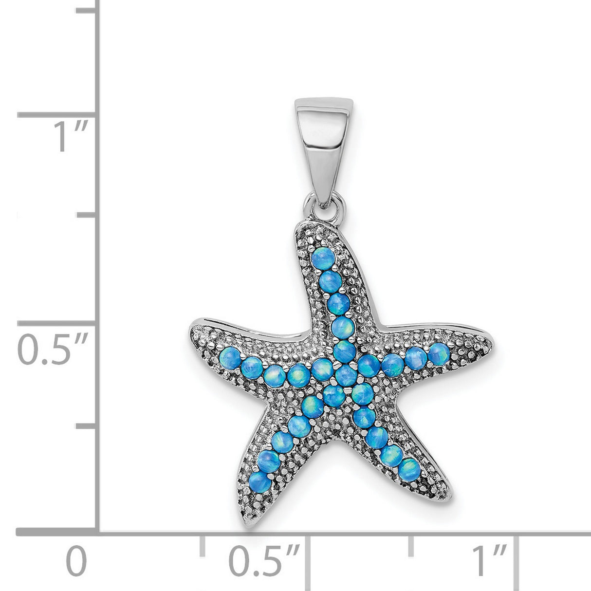 Created Opal Textured Star Fish Charm Pendant in Real 925 Sterling Silver