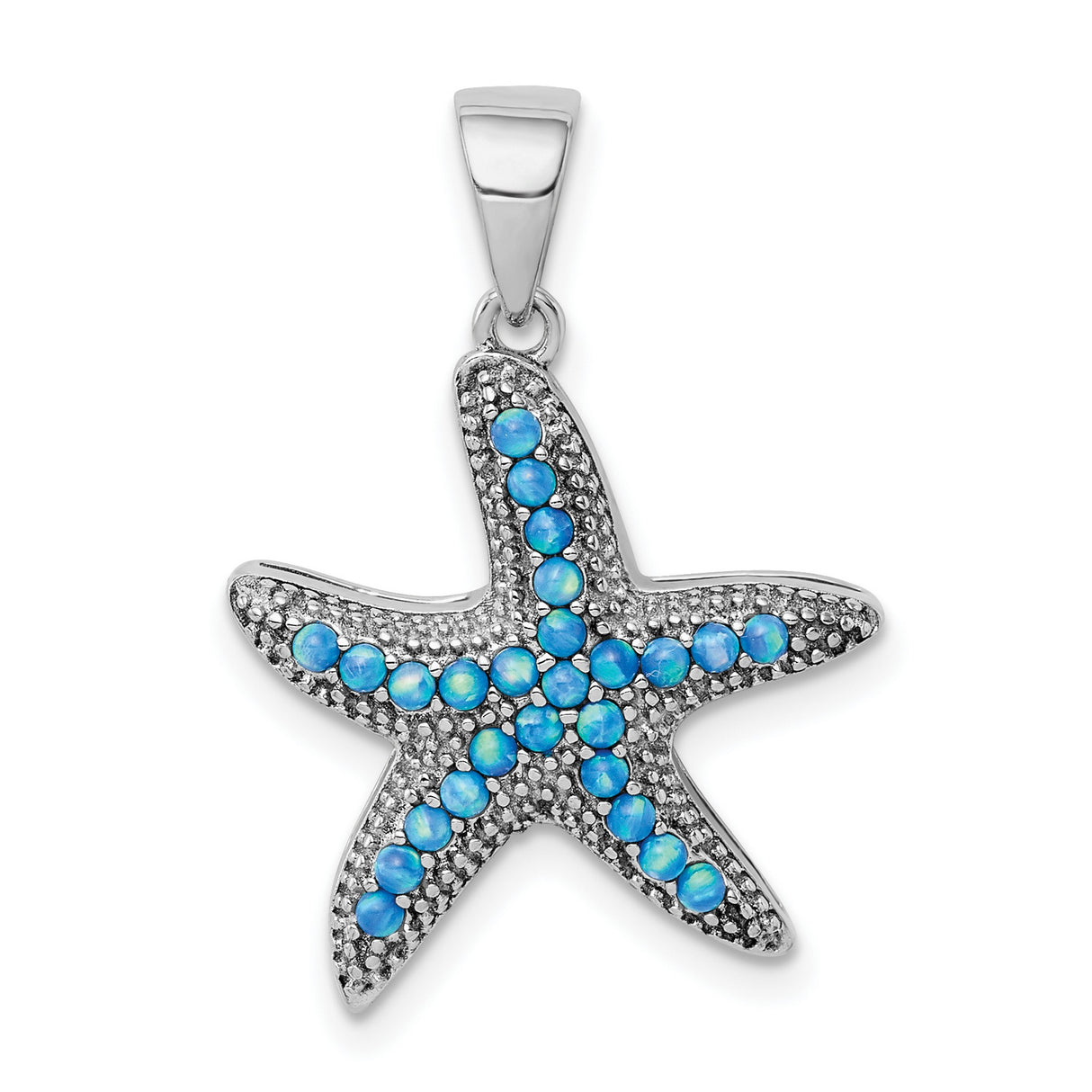 Created Opal Textured Star Fish Charm Pendant in Real 925 Sterling Silver
