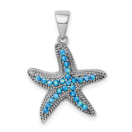 Created Opal Textured Star Fish Charm Pendant in Real 925 Sterling Silver