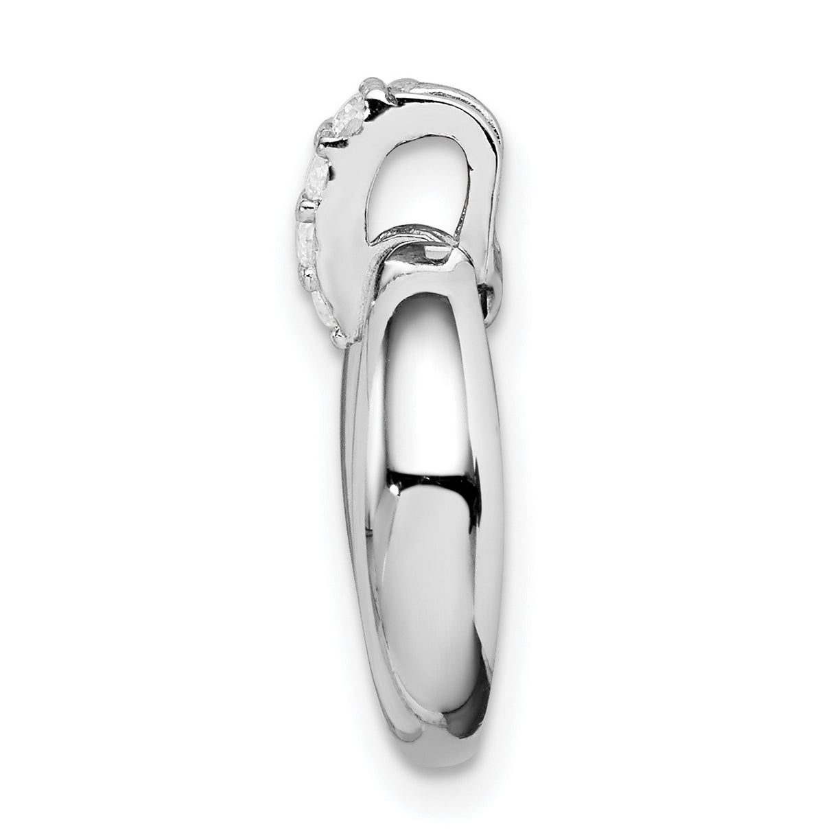 Sterling Silver Circular Pendant with Cubic Zirconia Bail, Polished Hoop Design