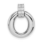 Sterling Silver Circular Pendant with Cubic Zirconia Bail, Polished Hoop Design
