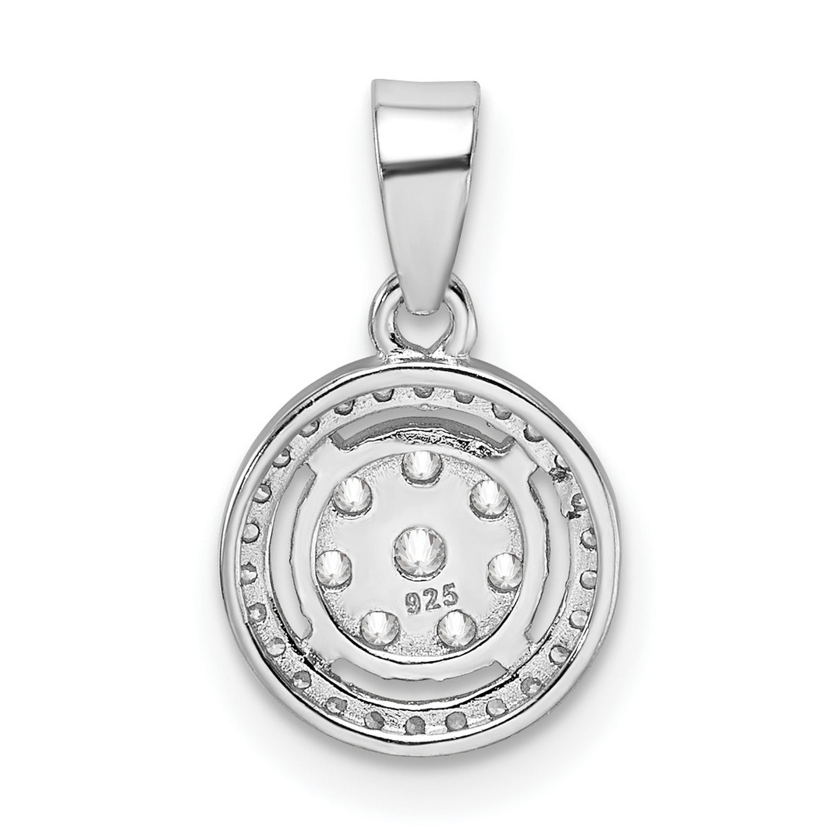 Pave CZ Circles Charm Pendant in Real 925 Sterling Silver