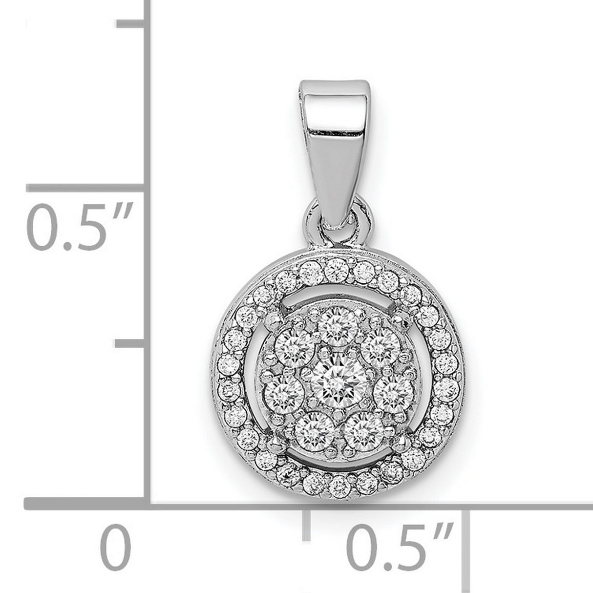 Pave CZ Circles Charm Pendant in Real 925 Sterling Silver