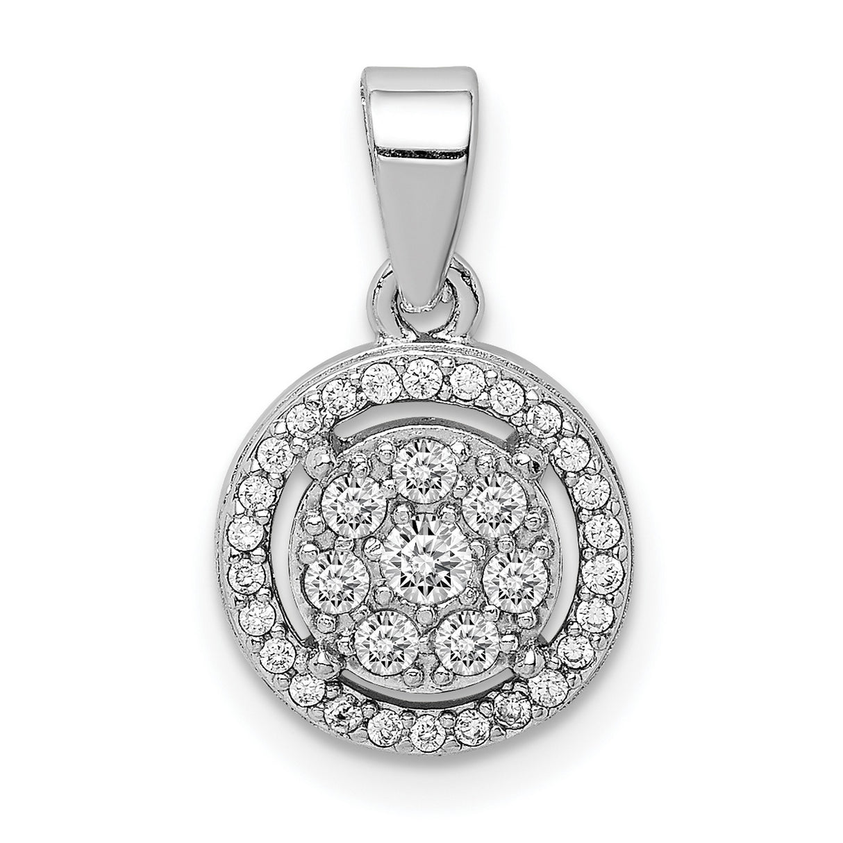 Pave CZ Circles Charm Pendant in Real 925 Sterling Silver