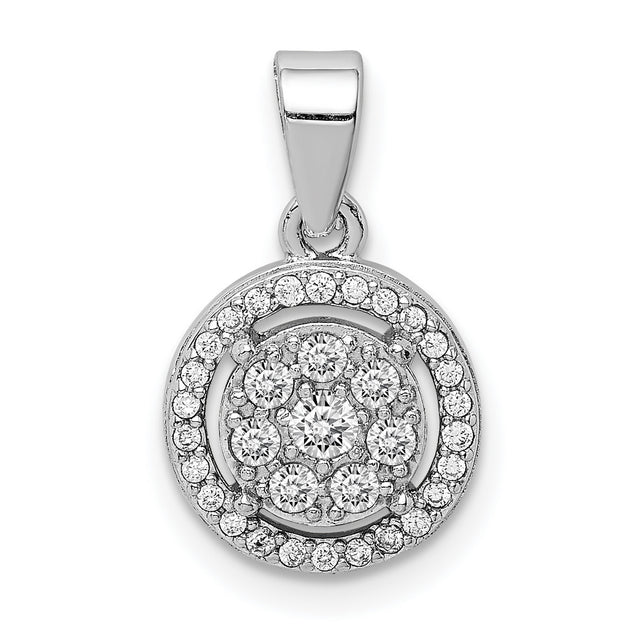 Pave CZ Circles Charm Pendant in Real 925 Sterling Silver