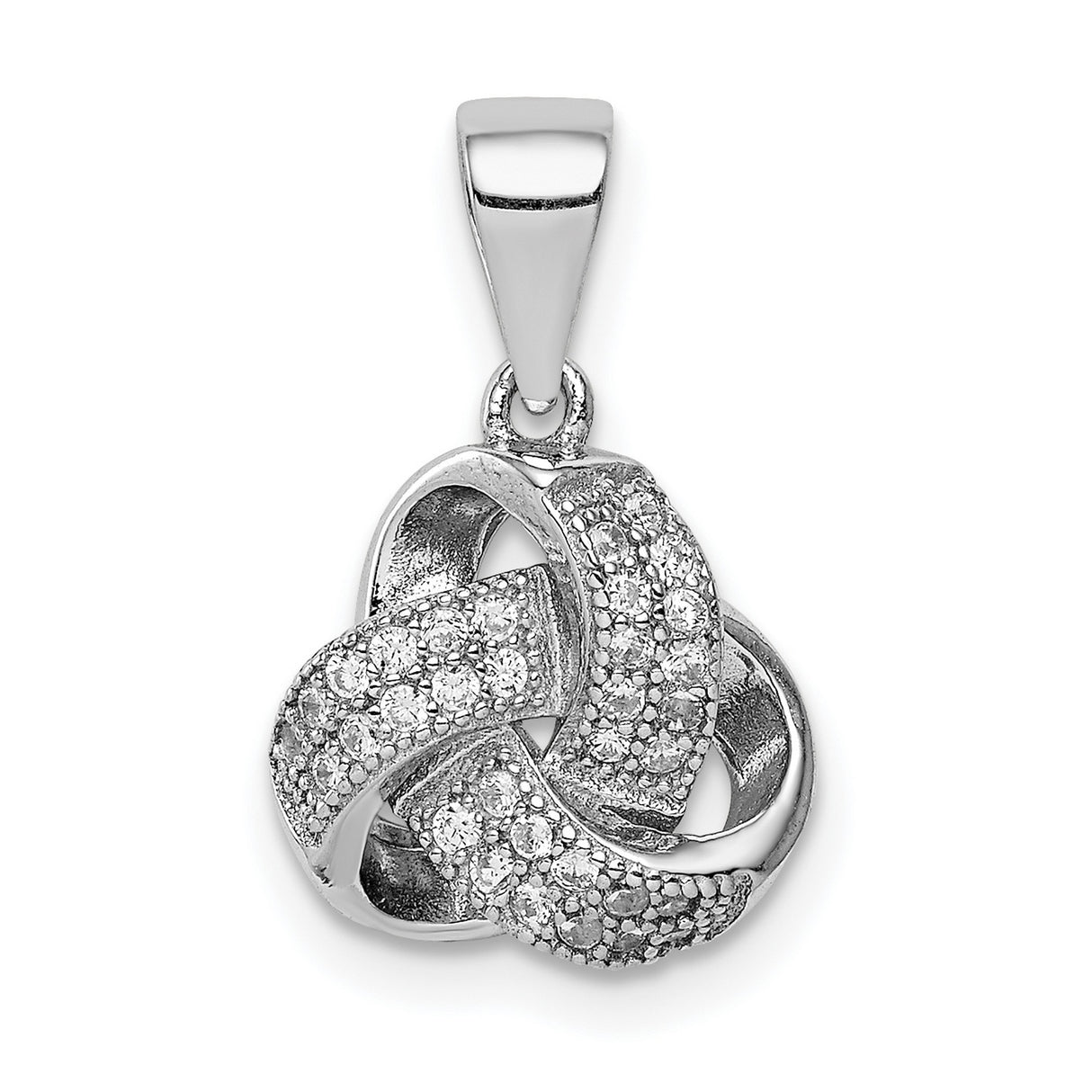 Sterling Silver Infinity Knot Pendant with Cubic Zirconia, Celtic Eternal Love Design