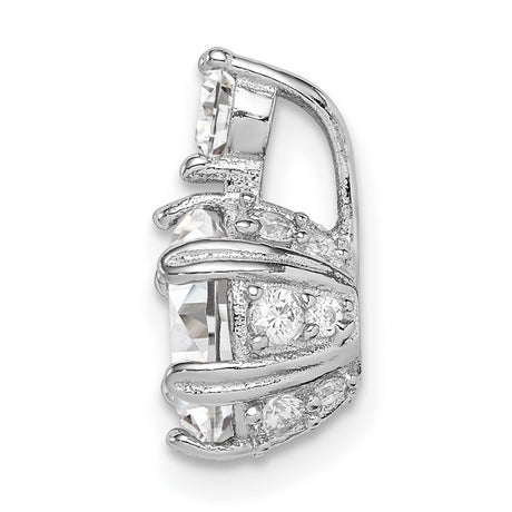 Sterling Silver Solitaire Pendant with Double Cubic Zirconia, Classic Bridal Design