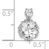 Sterling Silver Solitaire Pendant with Double Cubic Zirconia, Classic Bridal Design
