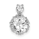 Sterling Silver Solitaire Pendant with Double Cubic Zirconia, Classic Bridal Design