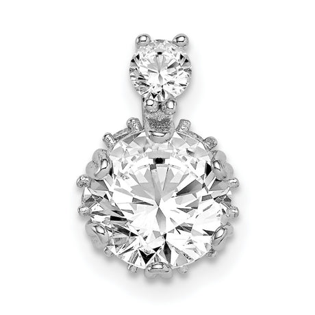 Sterling Silver Solitaire Pendant with Double Cubic Zirconia, Classic Bridal Design