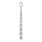 Sterling Silver Drop Pendant with Cubic Zirconia in Vertical Line Design