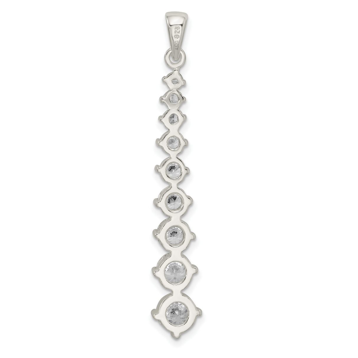 Sterling Silver Drop Pendant with Cubic Zirconia in Vertical Line Design