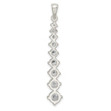 Sterling Silver Drop Pendant with Cubic Zirconia in Vertical Line Design