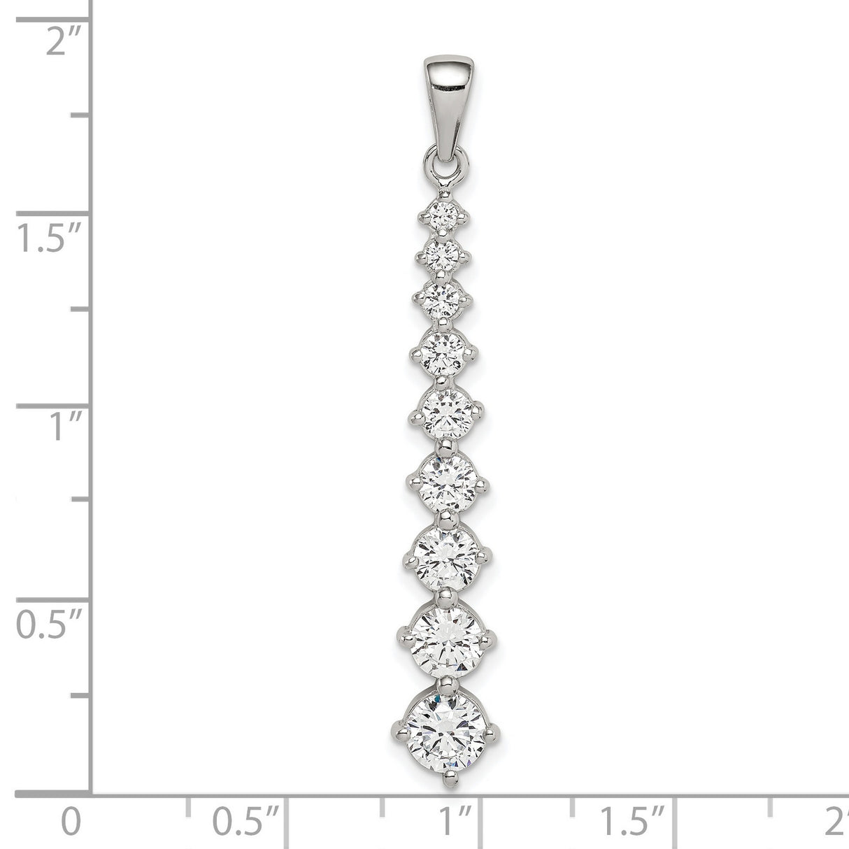 Sterling Silver Drop Pendant with Cubic Zirconia in Vertical Line Design