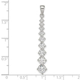 Sterling Silver Drop Pendant with Cubic Zirconia in Vertical Line Design