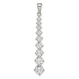 Sterling Silver Drop Pendant with Cubic Zirconia in Vertical Line Design