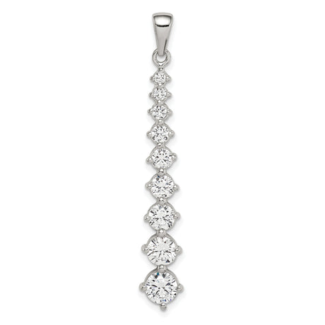 Sterling Silver Drop Pendant with Cubic Zirconia in Vertical Line Design