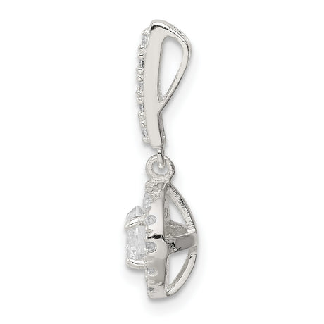 Sterling Silver Drop Earrings with Cubic Zirconia Center, Halo and Accented Bail Design