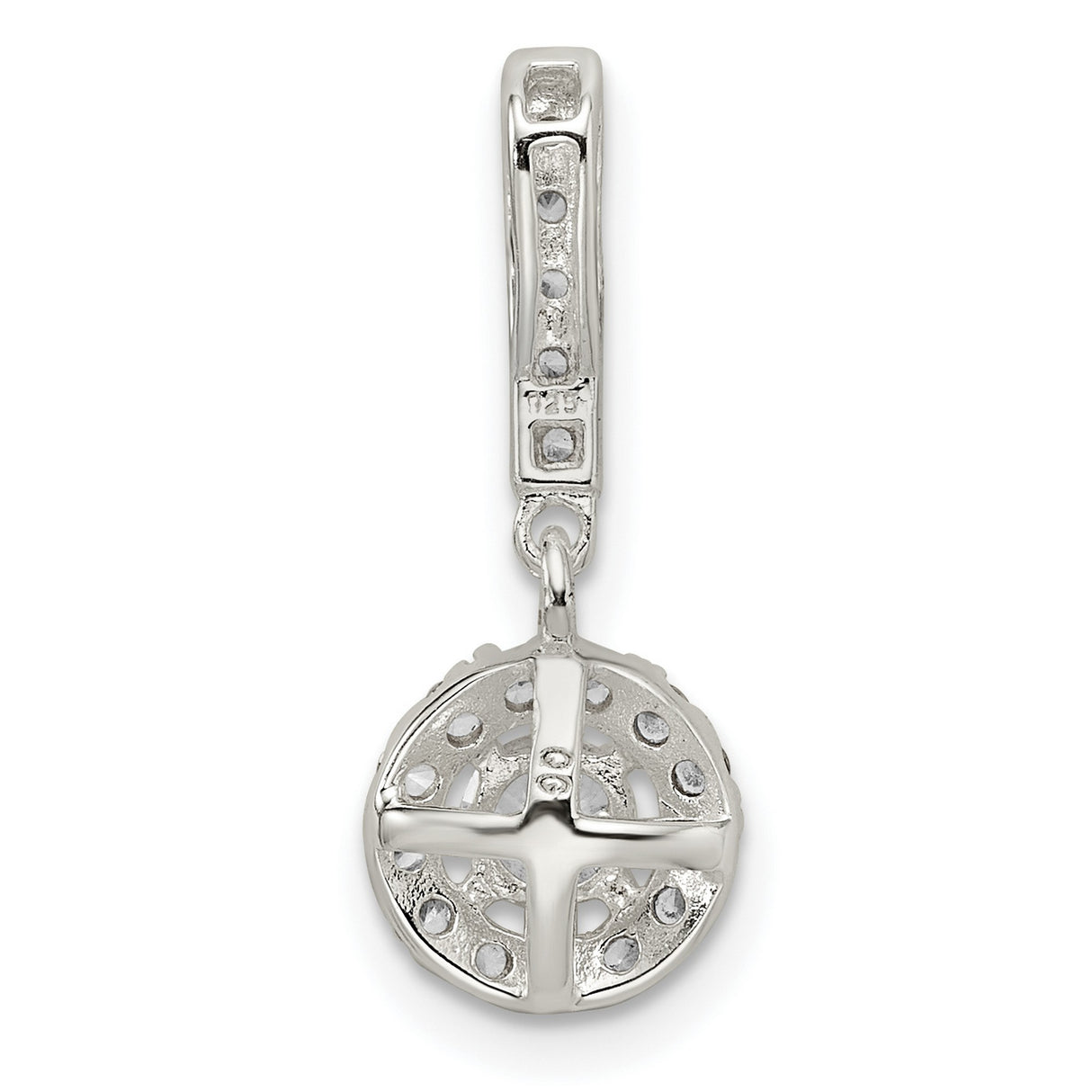 Sterling Silver Drop Earrings with Cubic Zirconia Center, Halo and Accented Bail Design