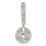 Sterling Silver Drop Earrings with Cubic Zirconia Center, Halo and Accented Bail Design
